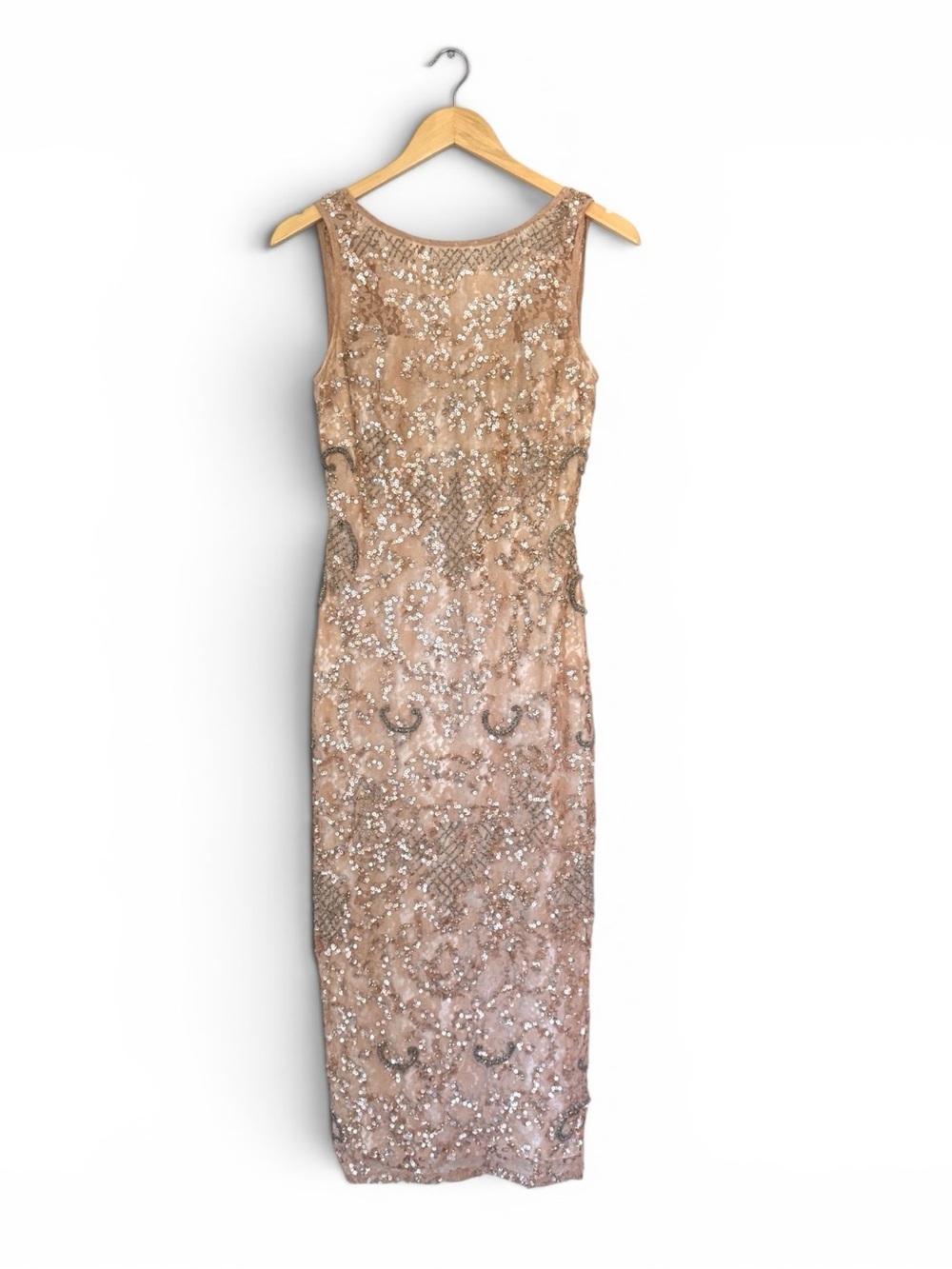 Aidan Mattox Rose Gold Sequin Sheath Dress
